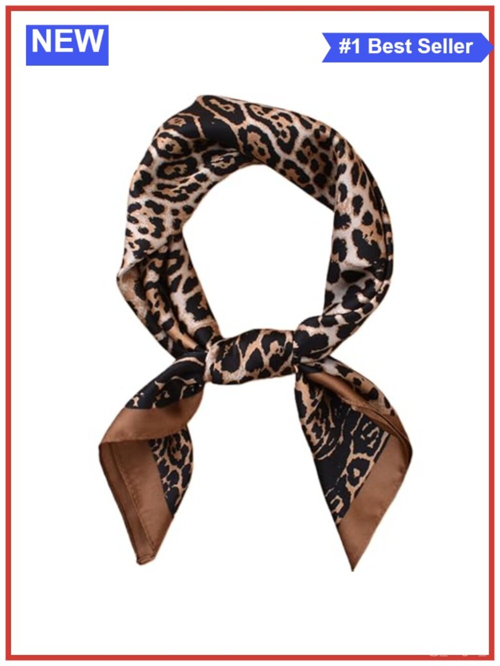 Leopard Print Silk Satin Neck Scarf Hair Head Scarf Bag Purse Accessory